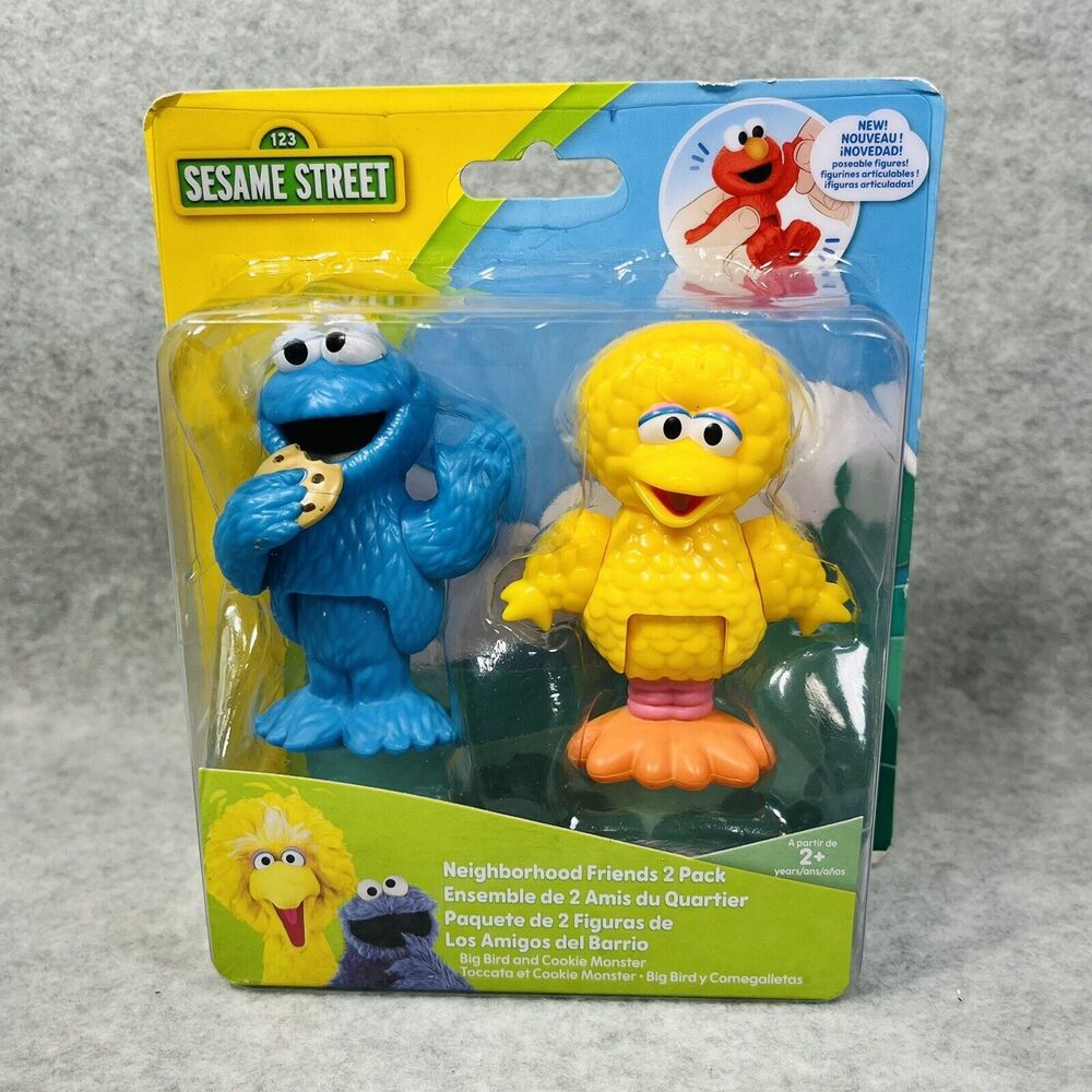 Just Play Sesame Street 2 Pack Cookie Monster &‎ Big Bird 3" Figure Toy Set NIB